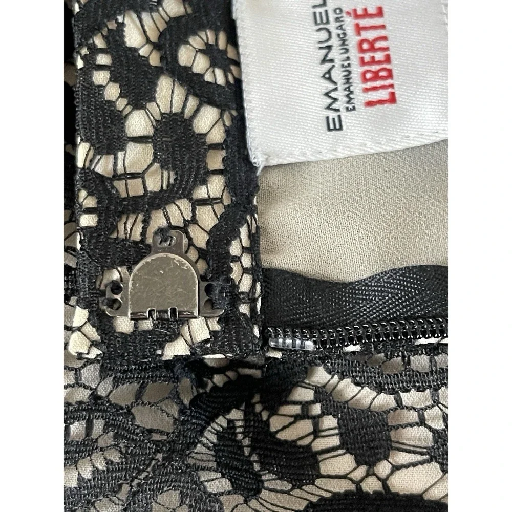 EMANUEL EMANUEL Ungaro Liberte Midi Skirt Womens 10/44 Black Lace Overlay‎ Zip